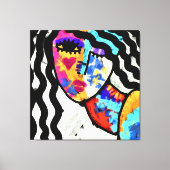 Abstraktes digitales Portrait einer Frau gewartet Leinwanddruck (Vorderseite)