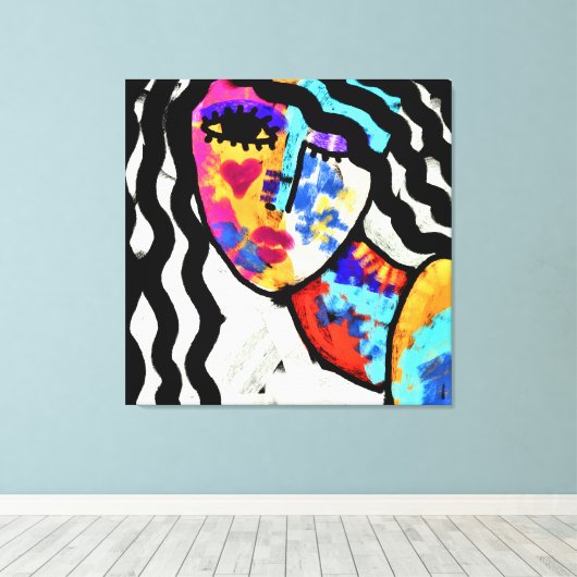 Abstraktes digitales Portrait einer Frau gewartet Leinwanddruck (Insitu (Holzboden))