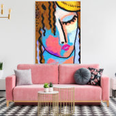 Abstraktes digitales Portrait einer Frau Leinwanddruck (Insitu (Wohnzimmer))