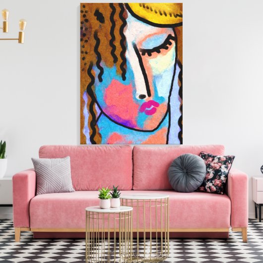Abstraktes digitales Portrait einer Frau Leinwanddruck (Insitu (Wohnzimmer))