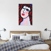 Abstraktes digitales Portrait einer Frau spiegeln Leinwanddruck (Insitu (Schlafzimmer))