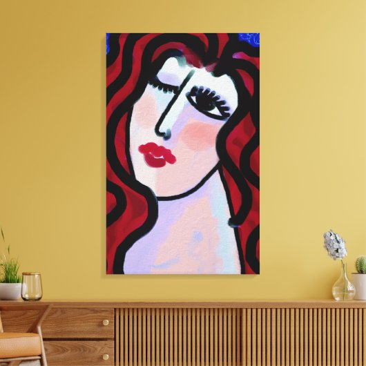 Abstraktes digitales Portrait einer Frau spiegeln Leinwanddruck (Insitu (Wohnzimmer))