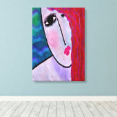 Abstraktes digitales Portrait einer Rothaarfrau Leinwanddruck (Insitu (Holzboden))