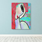 Abstraktes digitales Portrait eines roten Kopfes Leinwanddruck (Insitu (Holzboden))