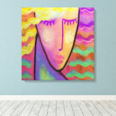 Abstraktes Digitalportrait einer Blondine Leinwanddruck (Insitu (Holzboden))