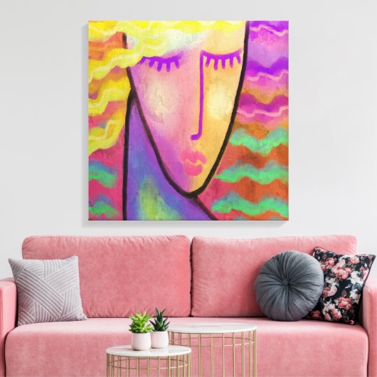 Abstraktes Digitalportrait einer Blondine Leinwanddruck (Insitu (Wohnzimmer))