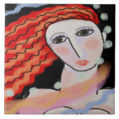 Abstraktes Digitalportrait einer Frau Fliese (Vorderseite)