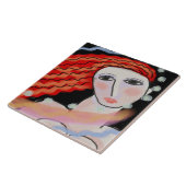 Abstraktes Digitalportrait einer Frau Fliese (Seite)