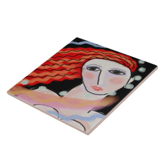 Abstraktes Digitalportrait einer Frau Fliese (Seite)