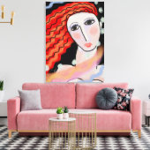 Abstraktes Digitalportrait einer Frau Leinwanddruck (Insitu (Wohnzimmer))