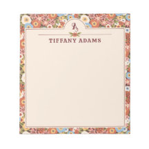 Abstraktes Ditsy-Blumen-Retro-Monogramm