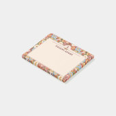 Abstraktes Ditsy-Blumen-Retro-Monogramm Post-it Klebezettel (angewinkelt)