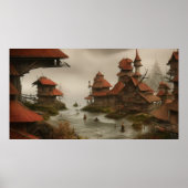 Abstraktes Dorf zu nah zum Meer Poster (Vorne)