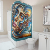 Abstraktes Dreamscape Ozean Ruhe und kosmisches Wu Duschvorhang (Beispiel)