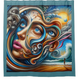 Abstraktes Dreamscape Ozean Ruhe und kosmisches Wu Duschvorhang