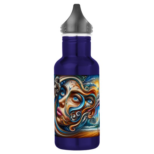 Abstraktes Dreamscape Ozean Ruhe und kosmisches Wu Edelstahlflasche (Links)