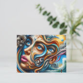 Abstraktes Dreamscape Ozean Ruhe und kosmisches Wu Postkarte (Stehend Vorderseite)