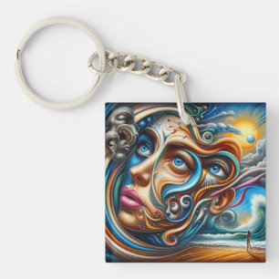 Abstraktes Dreamscape Ozean Ruhe und kosmisches Wu Schlüsselanhänger