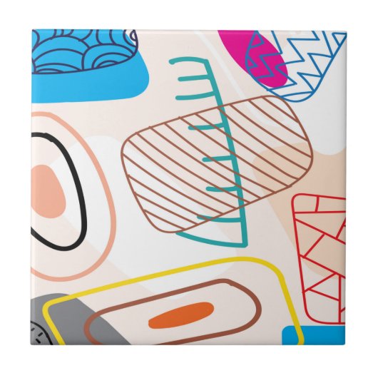 Abstraktes Drehbuch in Pastellfarben Fliese (Vorderseite)