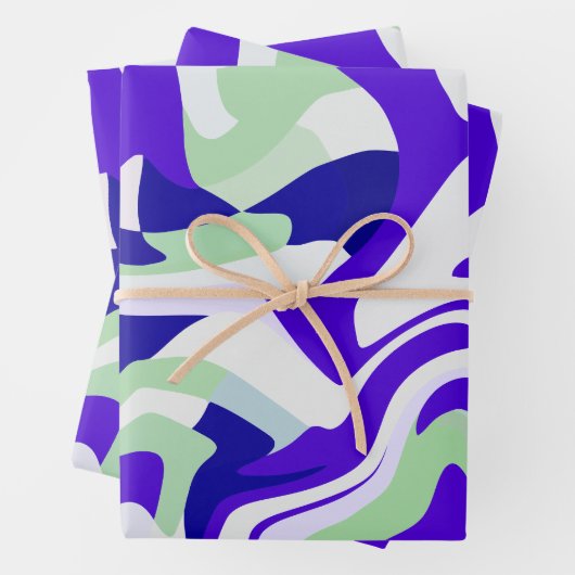 Abstraktes Drehmuster in Coolen Farbtönen Geschenkpapier Set (Beispiel)