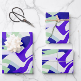 Abstraktes Drehmuster in Coolen Farbtönen Geschenkpapier Set