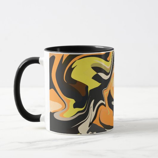 Abstraktes Drehmuster in Erdtönen Tasse (Links)