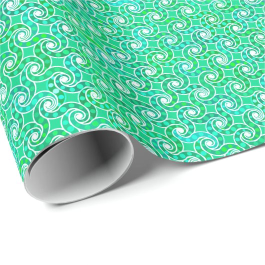 Abstraktes Drehmuster - Jadegrün Geschenkpapier (Rolleneckpunkt)