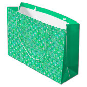 Abstraktes Drehmuster - Jadegrün Große Geschenktüte (Rückseite Schrägansicht)