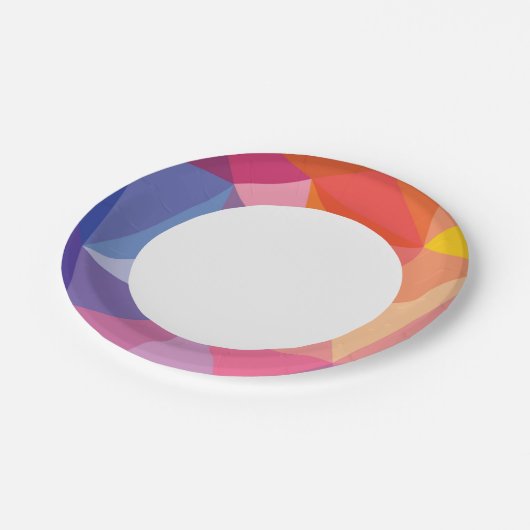 Abstraktes Dreieck-Muster Pappteller (Schrägansicht)