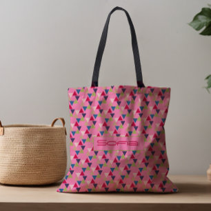 Abstraktes Dreiecks-Muster Name Rosa Tragetasche Tasche