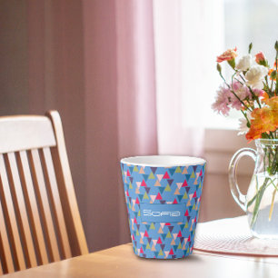 Abstraktes Dreiecksmuster Name blau Milchtasse