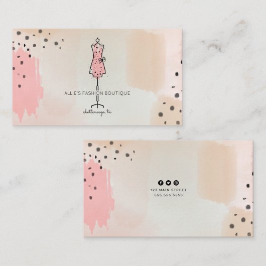 Abstraktes Dress Form Logo Boutique für den Einzel Visitenkarte (Vorne/Hinten)