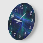 Abstraktes dunkelblaues grünes Nebel-Fraktal Runde Wanduhr (Winkel)