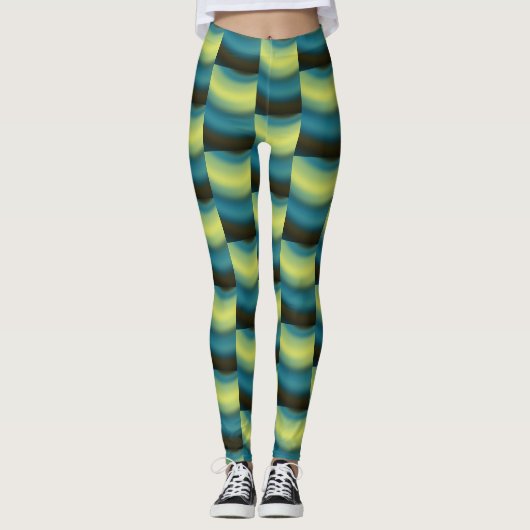 Abstraktes dunkelblaues Wellenmuster Leggings (Vorderseite)