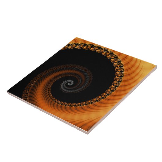 Abstraktes dunkelgoldfarbenes Fraktal Fliese (Seite)