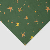 Abstraktes dunkles Grün mit goldenen Sternen Seidenpapier (Ausschnitt)