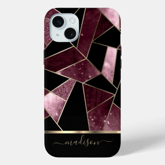 Abstraktes dunkles Rosa, Schwarz und Gold-Design Case-Mate iPhone Hülle (Rückseite)