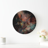 Abstraktes dunkles Schwarz-und Blau-Muster Große Wanduhr (Zuhause)