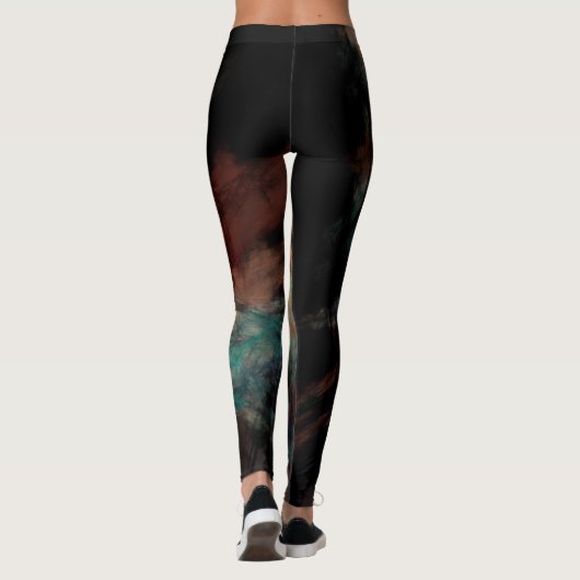 Abstraktes dunkles Schwarz-und Blau-Muster Leggings (Rückseite)