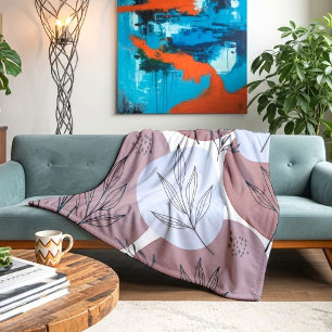 Abstraktes Dusty Rose und Salbei Grün Botanisches Fleecedecke