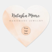 Abstraktes, einfaches Orangengeschäft Herz-Aufkleber (Vorderseite)