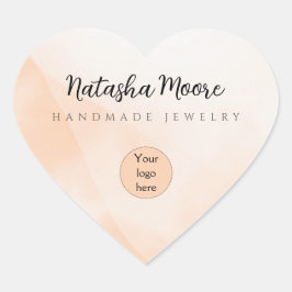 Abstraktes, einfaches Orangengeschäft Herz-Aufkleber