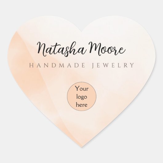 Abstraktes, einfaches Orangengeschäft Herz-Aufkleber (Vorderseite)