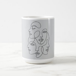 Abstraktes Einzeiliges Gesicht Minimalistische Kun Kaffeetasse