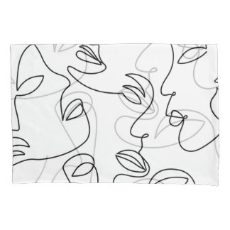 Abstraktes, einzeiliges Gesichtsmuster Kissenbezug