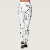 Abstraktes, einzeiliges Gesichtsmuster Leggings (Rückseite)