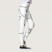 Abstraktes, einzeiliges Gesichtsmuster Leggings (Rechts)
