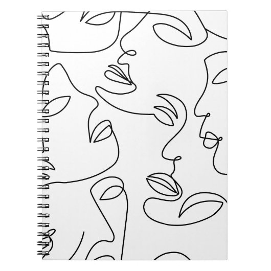 Abstraktes, einzeiliges Gesichtsmuster Notizblock (Vorderseite)