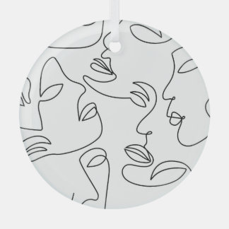 Abstraktes, einzeiliges Gesichtsmuster Ornament Aus Glas