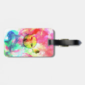 Abstraktes Elch Gepäckanhänger mit Ledergurt (Rückseite horizontal)